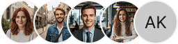 Molteplici avatar di profili di investitori nel blocco di recensioni di trading su Fiera Quotanza